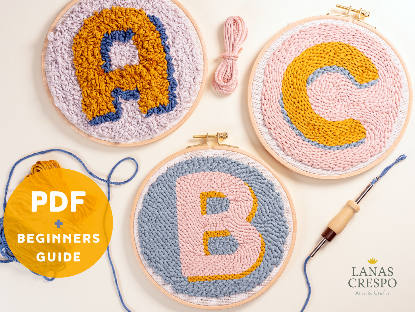 ABC Punch Needle Pattern - ABC Rug - Beginner Punch Needle Pattern, Detailed Beginners Guide -PDF Instant Download