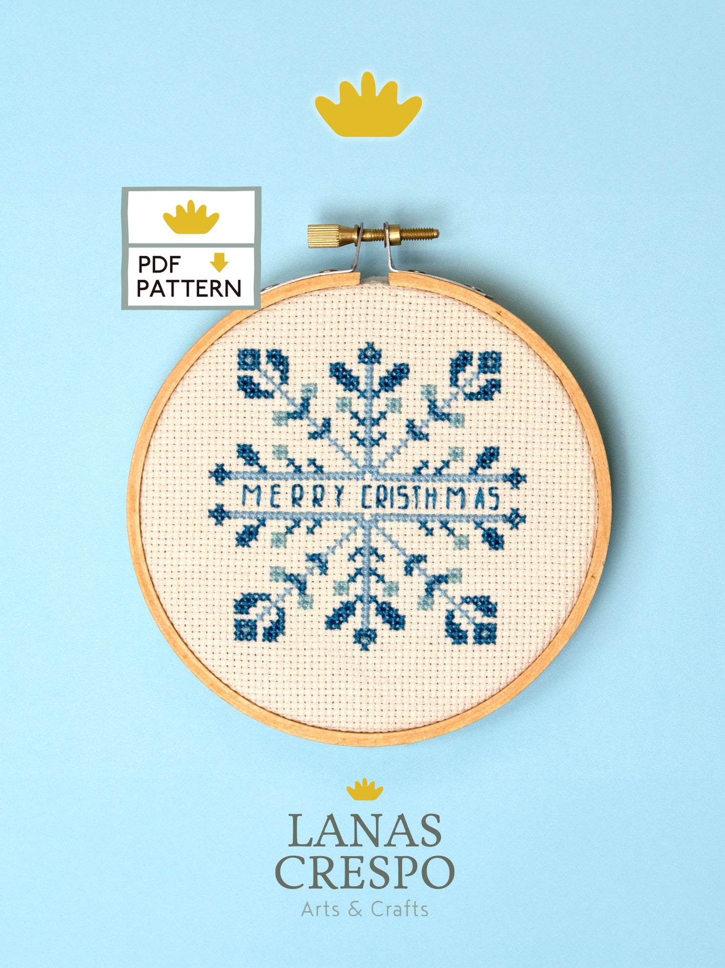 Merry Christmas Snowflake Embroidery Pattern