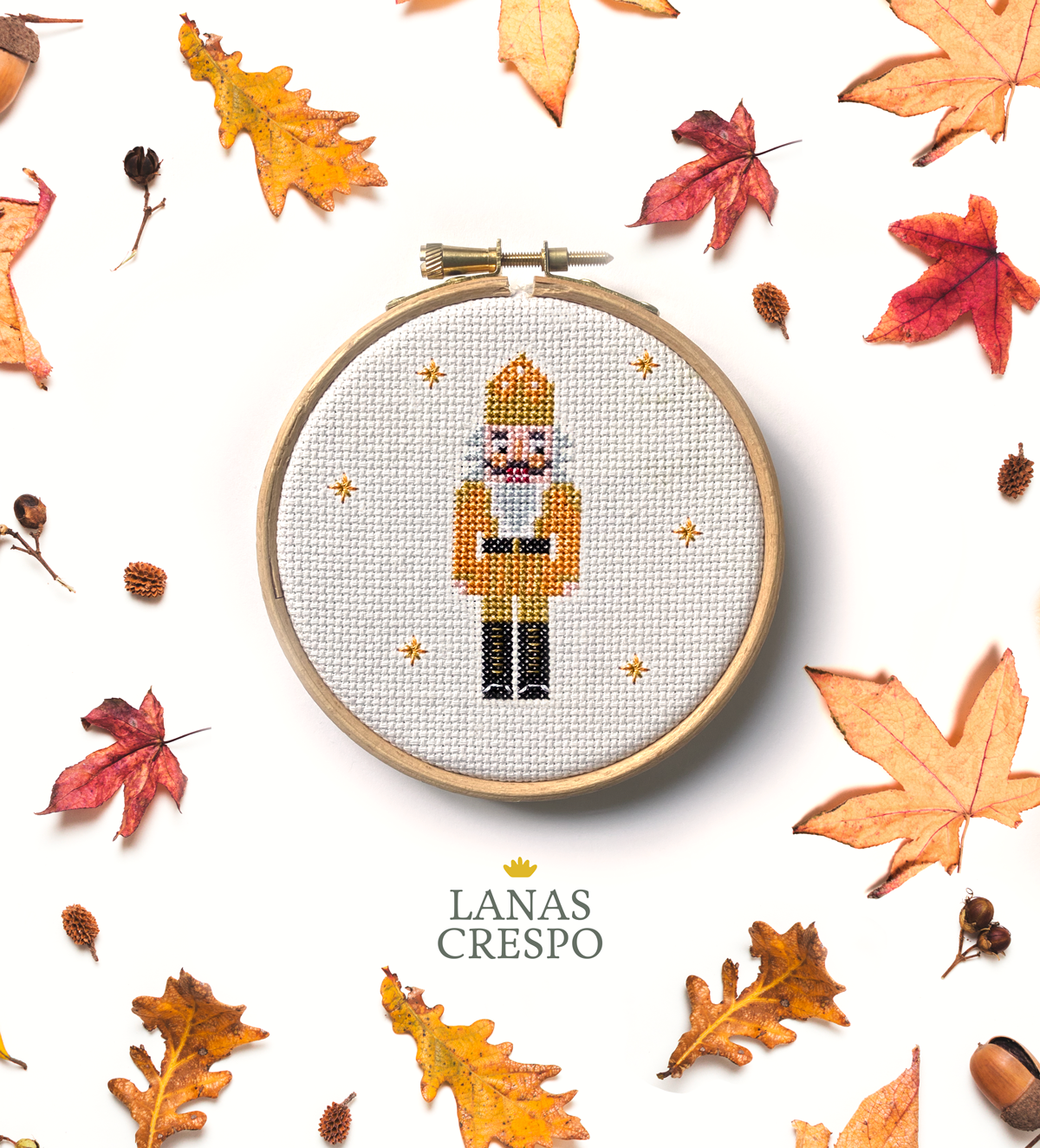 Gold Nutcracker Cross Stitch Pattern - PDF