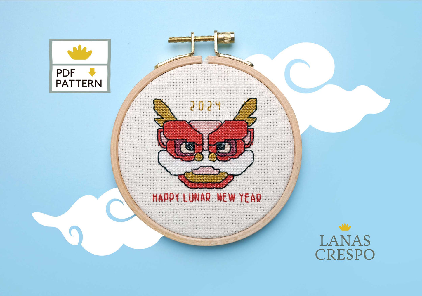 Lunar New Year 2024 Cross Stitch Pattern - PDF