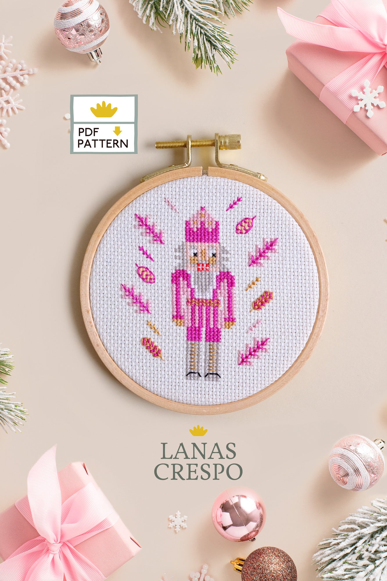 Pink Nutcracker Cross Stitch Pattern - PDF