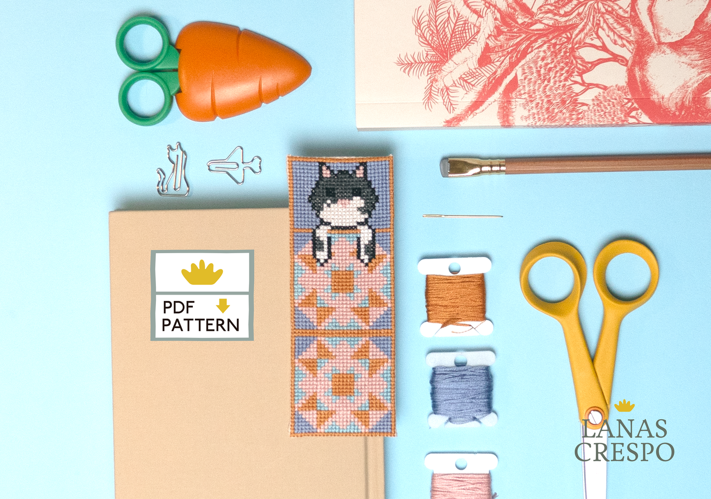 Cross Stitch Bookmark - Tuxedo Cat Cross Stitch Pattern