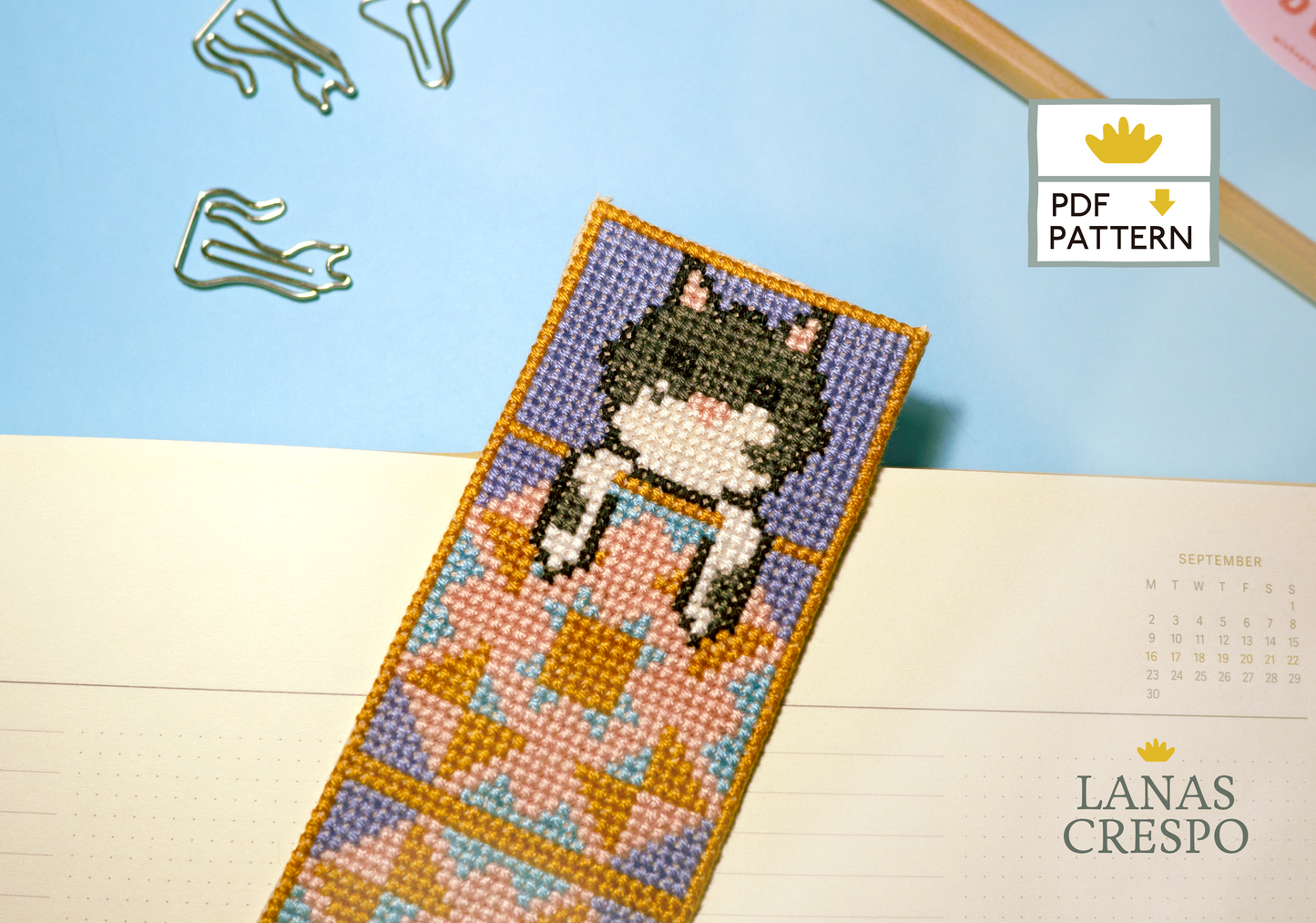 Cross Stitch Bookmark - Tuxedo Cat Cross Stitch Pattern