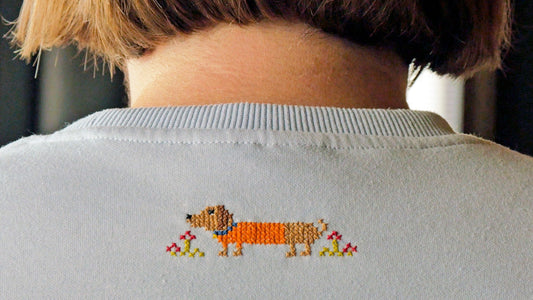Cross stitch embroidery on a hoodie using water-soluble canvas – Lanas Crespo tutorial